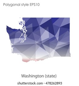 Washington state map in geometric polygonal style.Abstract gems triangle,modern design background. Vector illustration EPS10