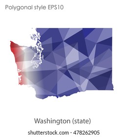Washington state map in geometric polygonal style.Abstract gems triangle,modern design background. Vector illustration EPS10