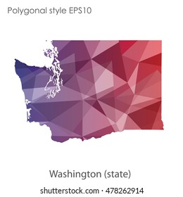Washington state map in geometric polygonal style.Abstract gems triangle,modern design background. Vector illustration EPS10