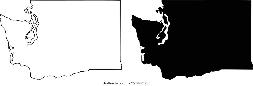 Washington state map icon design on white background