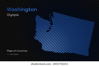 Washington State Map in a Line Pattern. Stylized simple vector map	