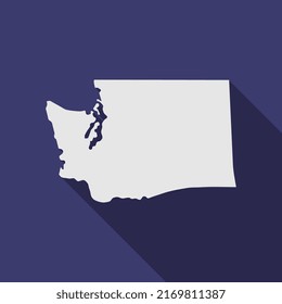 Washington State Map With Long Shadow