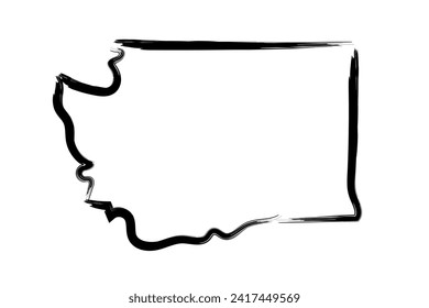 Washington state map outline concept sketch. Isolated vector graphics hand drawn map of US state.