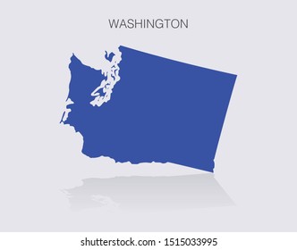 Washington State Map Outline for infographics or news media for politics and elections in the United States of America. Democrat blue isolated vector illustration.