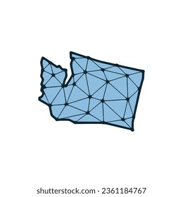 Washington state map polygonal illustration made of lines and dots, isolated on white background. US state low poly design