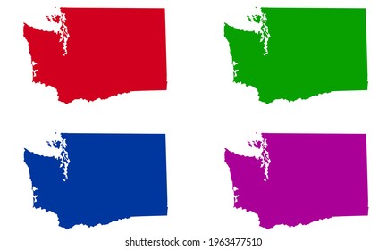 Washington State map silhouette design in the United States of America on white background