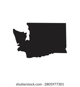 Washington State Map Silhouette Icon on White Background