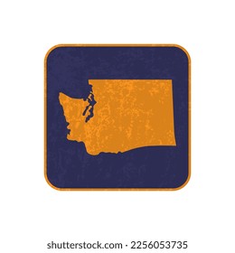 Washington state map square with grunge texture. Vector illustration.