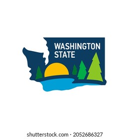 Washington state map travel logo