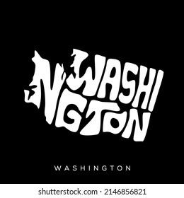 Tipografía del mapa del estado de Washington. Tipografía del mapa de Washington. Cartas de Washington.