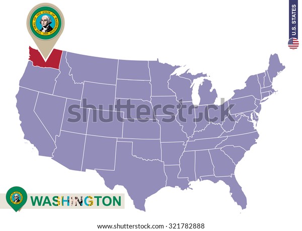 Washington State On Usa Map Washington Stock Vector Royalty Free