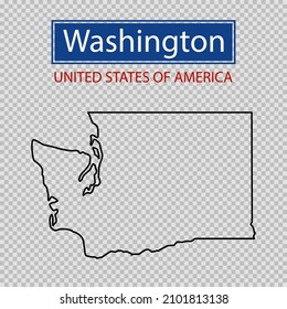 Washington state outline map, United States of America line icon, map borders of the USA Washington state.