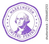 Washington state stamp with seal, USA travel stamp, shabby postmark of Washington, vector