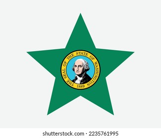 Washington State Star Flag. WA USA Five Point Star Shape State Flag. Washingtonian US Banner Icon Symbol Vector Flat Artwork Graphic Illustration