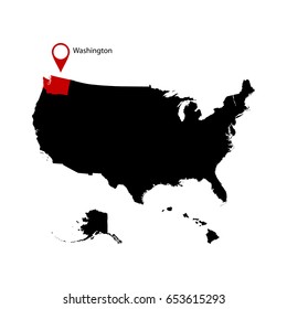 Washington State in the United States map