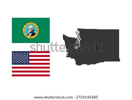 Washington state of USA. Washington flag and territory. States of America territory on white background. Separate states. Vector