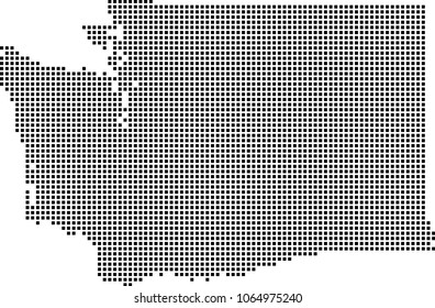 Washington state of USA map dots vector outline illustration background. Dotted map of Washington state of United States of America. Creative pixel art map with highly detailed border 