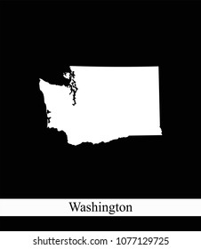 Washington state of USA map vector outline illustration black and white abstract background. Highly detailed creative map of Washington state of United States of America prepared by a map expert