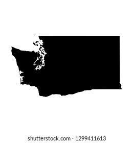 Washington, state of USA - solid black silhouette map of country area. Simple flat vector illustration.