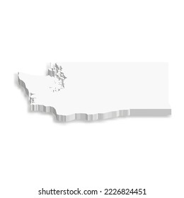 Washington, state of USA - white vector 3D map of country area.