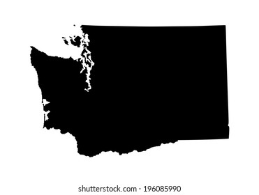 Washington State vector map silhouette illustration isolated on white background. High detailed illustration. United state of America country. Washington map silhouette.