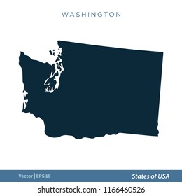 Washington - States of US Map Icon Vector Template Illustration Design. Vector EPS 10.