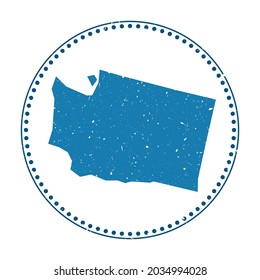 Washington sticker. Travel rubber stamp with map of US state, vector illustration. Can be used as insignia, logotype, label, sticker or badge of Washington.