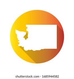 Washington Symbol Map Icon Round. Flat Vector Art Design with Shadow. Gradient Color Banner.