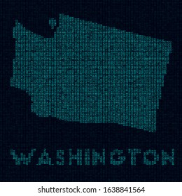 Washington tech map. US state symbol in digital style. Cyber map of Washington with US state name. Attractive vector illustration.