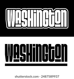 Washington text effect vector. Editable college t-shirt design printable text effect vector. Black and white text effect vector.	