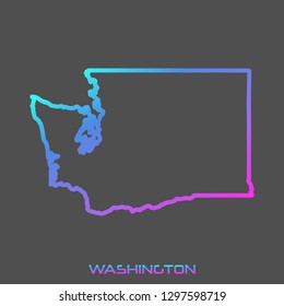 Washington turquoise pink fluid gradient outline map, stroke. Line style. Vector illustration