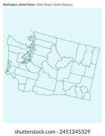 Washington, United States. Simple vector map. State shape. Outline Regions style. Border of Washington. Vector illustration.