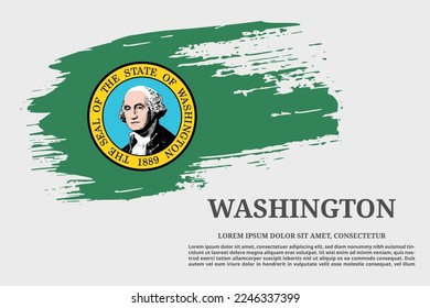 Washington US flag grunge brush and text poster, vector