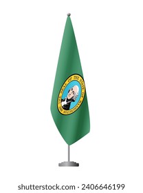 Washington US flag on flagpole for official meetings, transparent background, vector