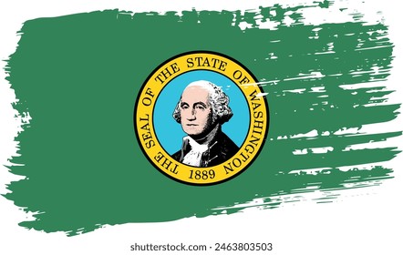 Washington US flag, wide brush stroke on transparent background, vector.