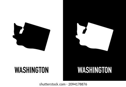Washington - U.S. state. Contour line in white and black color on two face background. Map of The United States of America. Vector illustration.