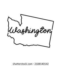 Washington US state outline map with the handwritten state name. Continuous line drawing of patriotic home sign. A love for a small homeland. T-shirt print idea. Vector illustration.