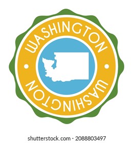 Washington, USA Badge Map Vector Seal Vector Sign. National Symbol Country Stamp Design Icon Label. 