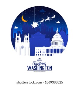 Washington, USA. Christmas holiday background. Winter snowy landscape. 