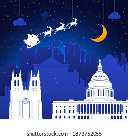 Washington, USA. Christmas holiday background. Winter snowy landscape.  