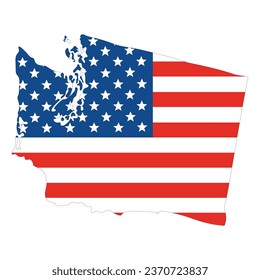 Washington mit der Flagge der USA. USA-Karte 