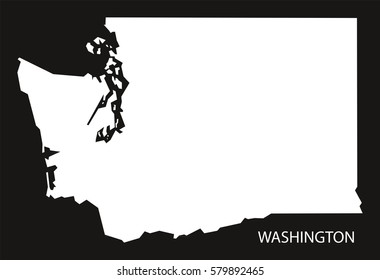 Washington USA Map black inverted silhouette