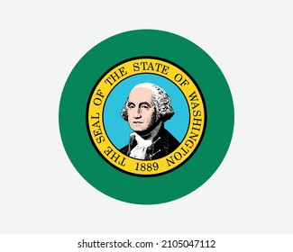 Washington USA Round State Flag. WA, US Circle Flag. State of Washington, United States of America Circular Shape Button Banner. EPS Vector Illustration.