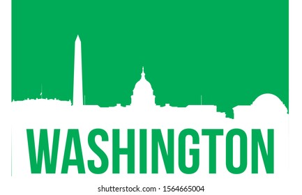 Washington USA skyline and landmarks silhouette, black and white design, vector illustration