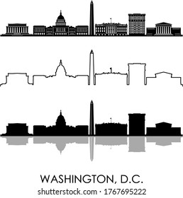 WASHINGTON USA Skyline Silhouette Cityscape Vector