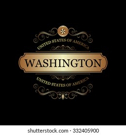 Washington USA State.Vintage frame.