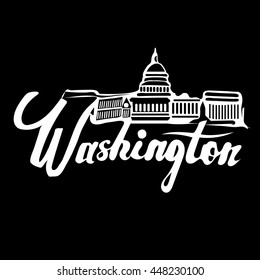 Washington, USA. World famous capitals. Hand drawn vector stock illustration. 