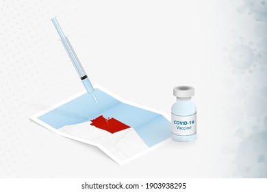 Washington Vaccination, Injection with COVID-19 vaccine in Map of Washington. Vaccination Concept Illustration.