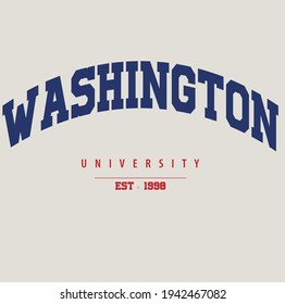 Washington varsity slogan print. College slogan print. Vector t-shirt graphic.