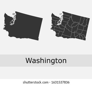 Washington vector maps counties, townships, regions, municipalities, departments, borders